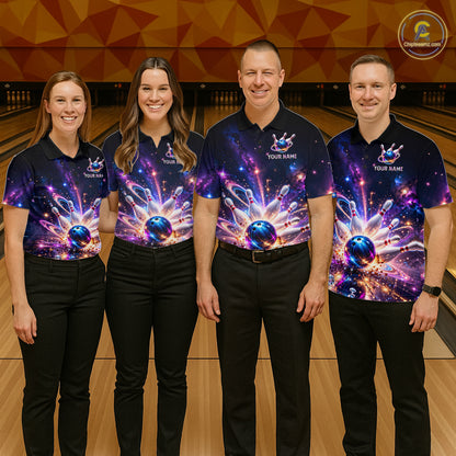 Galaxy Bowling Jersey for Men Bowling League Polo & 1/4 Zip Custom Bowling Team Shirts HNT228
