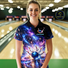Load image into Gallery viewer, Custom Galaxy Bowling Jersey for Women Bowling Uniform Polo &amp; 1/4 Zip Bowling Team Shirts HNT227