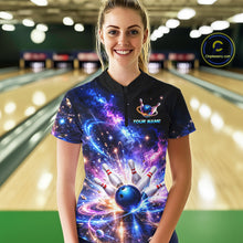 Load image into Gallery viewer, Custom Galaxy Bowling Jersey for Women Bowling Uniform Polo &amp; 1/4 Zip Bowling Team Shirts HNT227