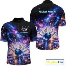 Load image into Gallery viewer, Custom Galaxy Bowling Jersey for Men Bowling Uniform Polo &amp; 1/4 Zip Bowling Team Shirts HNT227