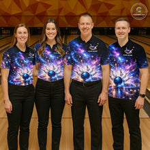 Load image into Gallery viewer, Custom Galaxy Bowling Jersey for Women Bowling Uniform Polo &amp; 1/4 Zip Bowling Team Shirts HNT227