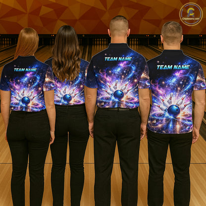 Custom Galaxy Bowling Jersey for Men Bowling Uniform Polo & 1/4 Zip Bowling Team Shirts HNT227