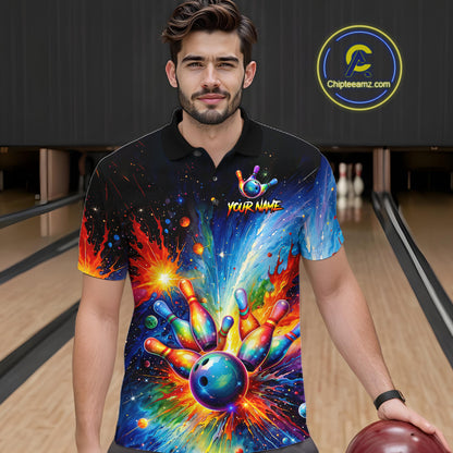 Custom Colorful Bowling Jersey for Men Bowling Uniform Polo & 1/4 Zip Bowling Team Shirts HNT226