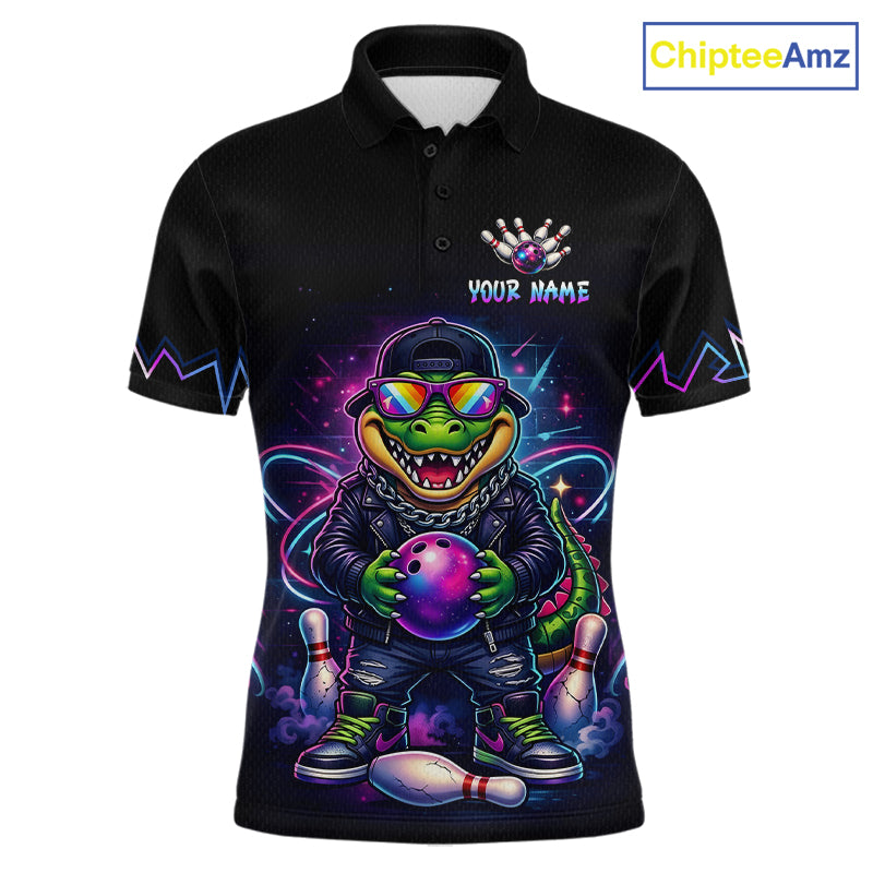 Custom Funny Neon Alligator Bowling Jersey for Men Bowling League Bowling Team Shirts HN294