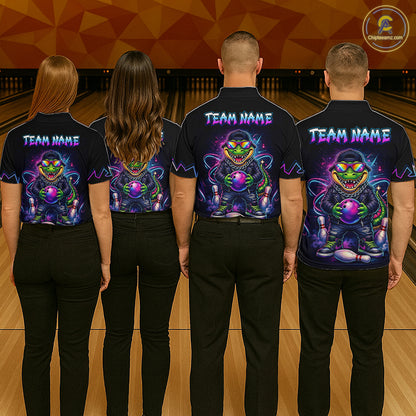 Custom Funny Neon Alligator Bowling Jersey for Women Bowling League Bowling Team Shirts HN294