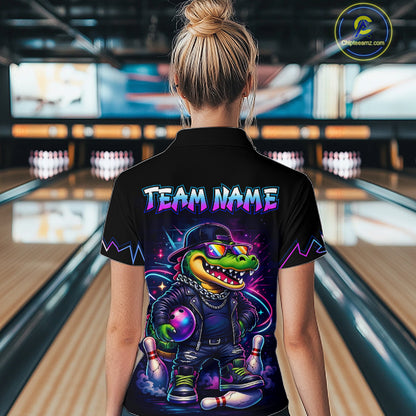 Funny Neon Alligator Custom Bowling Jersey for Women Bowling League Bowling Team Shirts HN295