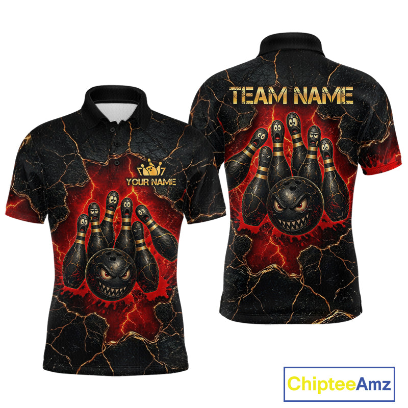 Custom Cracked Angry Bowling Shirts for Men Bowling Team Jersey Bowling League HNT298