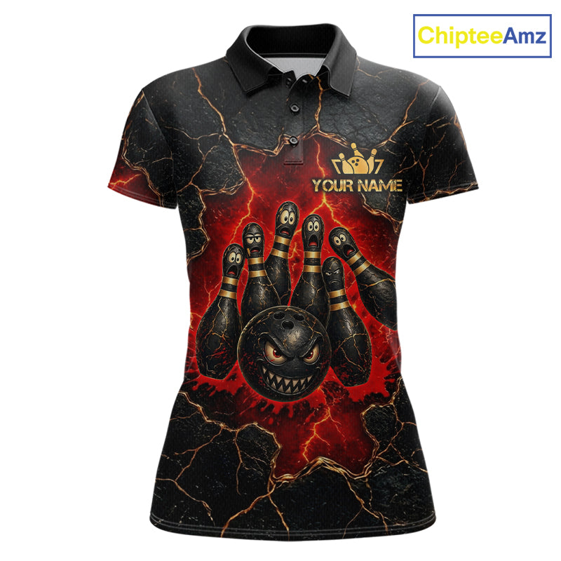 Custom Cracked Angry Bowling Shirts for Women Bowling Team Jersey Bowling League HNT298