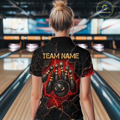 Custom Cracked Angry Bowling Shirts for Women Bowling Team Jersey Bowling League HNT298