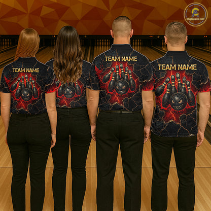 Custom Cracked Angry Bowling Shirts for Women Bowling Team Jersey Bowling League HNT298