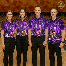 Load image into Gallery viewer, Custom Funny Beer Skull Purple Bowling Shirt for Women Bowling Team Jersey Bowling League HNT296