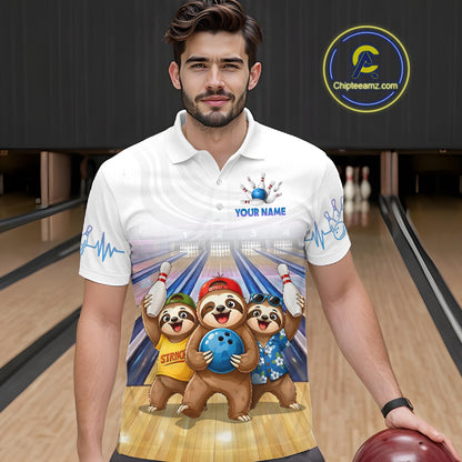 Custom Funny Sloth Bowling Shirt for Men Bowling Team Jersey Bowling League Bowling Cloth HNT299