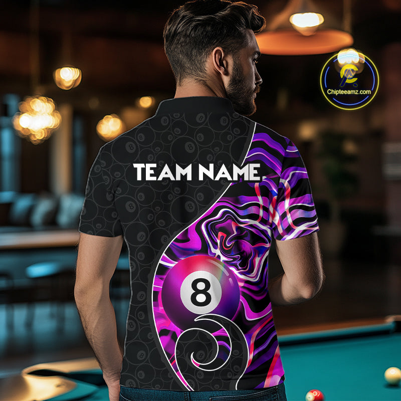 Custom Purple Neon Wave 8 Ball Billiard Shirts for Men Billiard Team Jerseys Billiard League NNT271