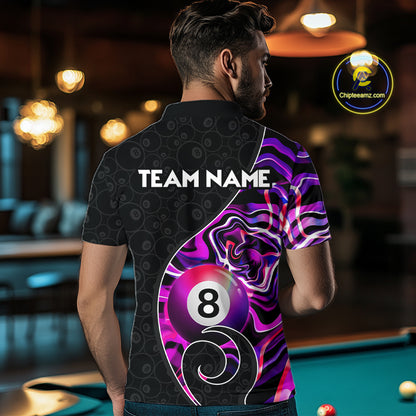 Custom Purple Neon Wave 8 Ball Billiard Shirts for Men Billiard Team Jerseys Billiard League NNT271