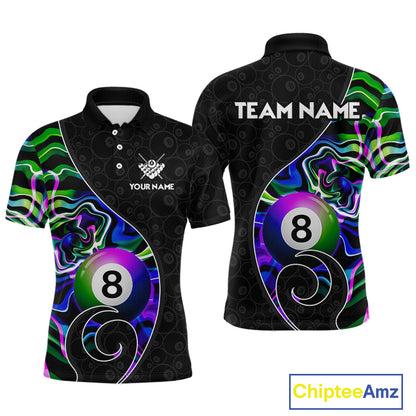 Custom Green Neon Wave 8 Ball Billiard Shirts for Men Billiard Team Jerseys Billiard League NNT271