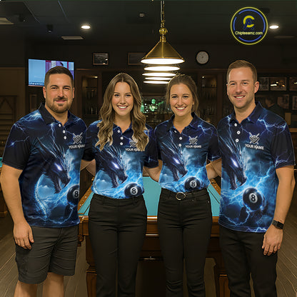Custom Blue Lightning Dragon 8 Ball Billiard Shirts for Men Billiard Team Jerseys Billiard League NNT281