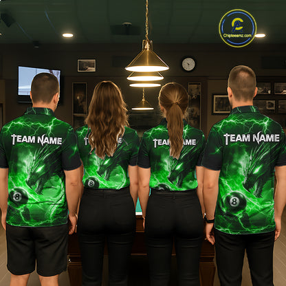 Custom Green Lightning Dragon 8 Ball Billiard Shirts for Women Billiard Team Jerseys Billiard League NNT281