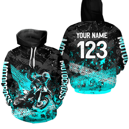 Custom Turquoise Motocross Jersey Hoodie Kid Men Women Youth Dirt Bike Motorcycle Hoodie HOT37