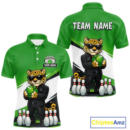 Custom Funny Leopard Bowling Jersey for Men Bowling Team Shirts Bowling League Polo & 1/4 Zip HNT497