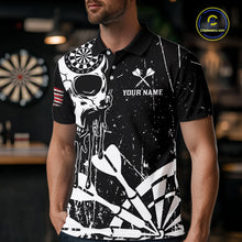 Load image into Gallery viewer, Custom White Skull Darts Board Dart Shirts for Men Darts Team Jerseys Polo &amp; 1/4 Zip NNT133