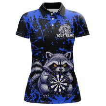 Load image into Gallery viewer, Custom Blue Raccoon Funny Dart Shirt Dart Team Jersey for Women Dartboard Polo &amp; 1/4 Zip Shirts NNT170