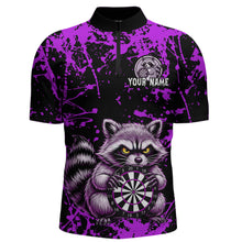 Load image into Gallery viewer, Custom Purple Raccoon Funny Dart Shirt Dart Team Jersey for Men Dartboard Polo &amp; 1/4 Zip Shirts NNT170