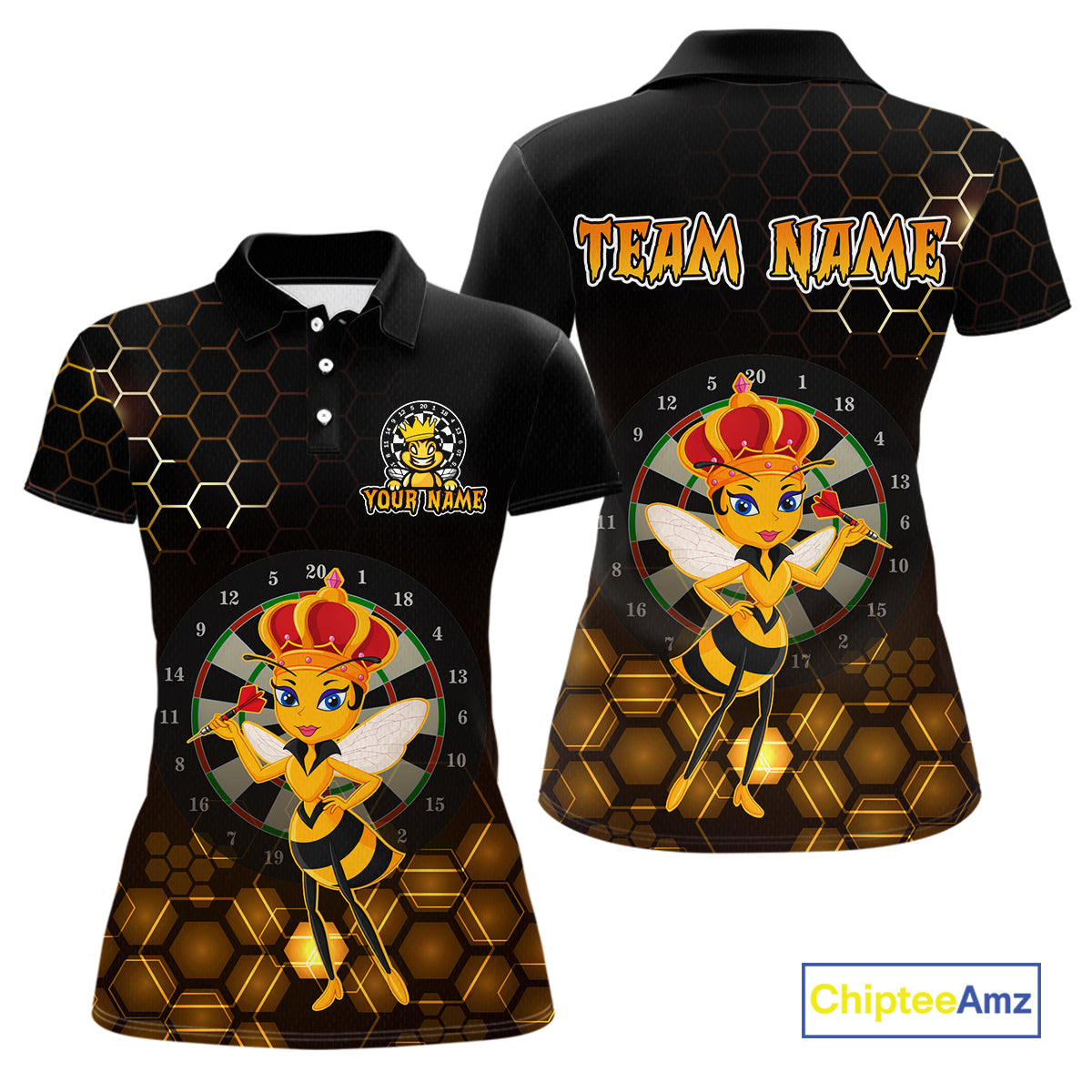 Custom Funny Queen Bee Dart Shirt Dart Team Jersey for Women Dartboard Polo & 1/4 Zip Shirts NNT165