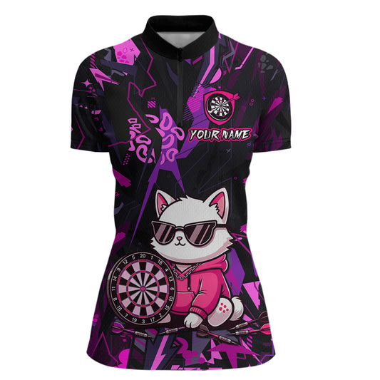 Custom Funny Cat Dart Shirts For Women Dart Board Gifts Darts Team Jerseys Dart League NNT153