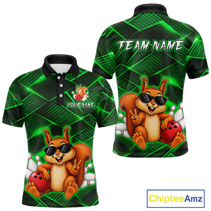 Green Squirrel Funny Custom Bowling Jersey for Men Bowling Team Shirts Bowling League HNT304