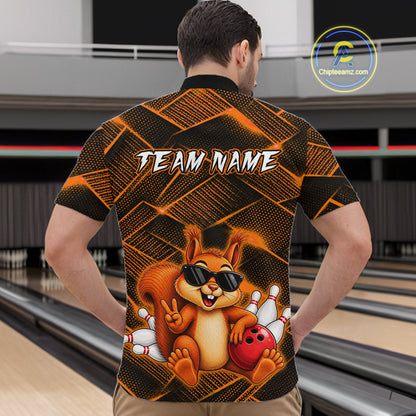 Orange Squirrel Funny Custom Bowling Jersey for Men Bowling Team Shirts Bowling League HNT304