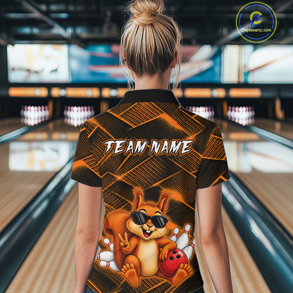 Orange Squirrel Funny Custom Bowling Jersey for Women Bowling Team Shirts Bowling League HNT304