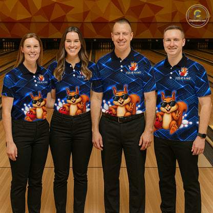 Blue Squirrel Funny Custom Bowling Jersey for Men Bowling Team Shirts Bowling League HNT304