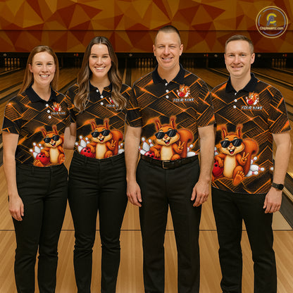 Orange Squirrel Funny Custom Bowling Jersey for Women Bowling Team Shirts Bowling League HNT304