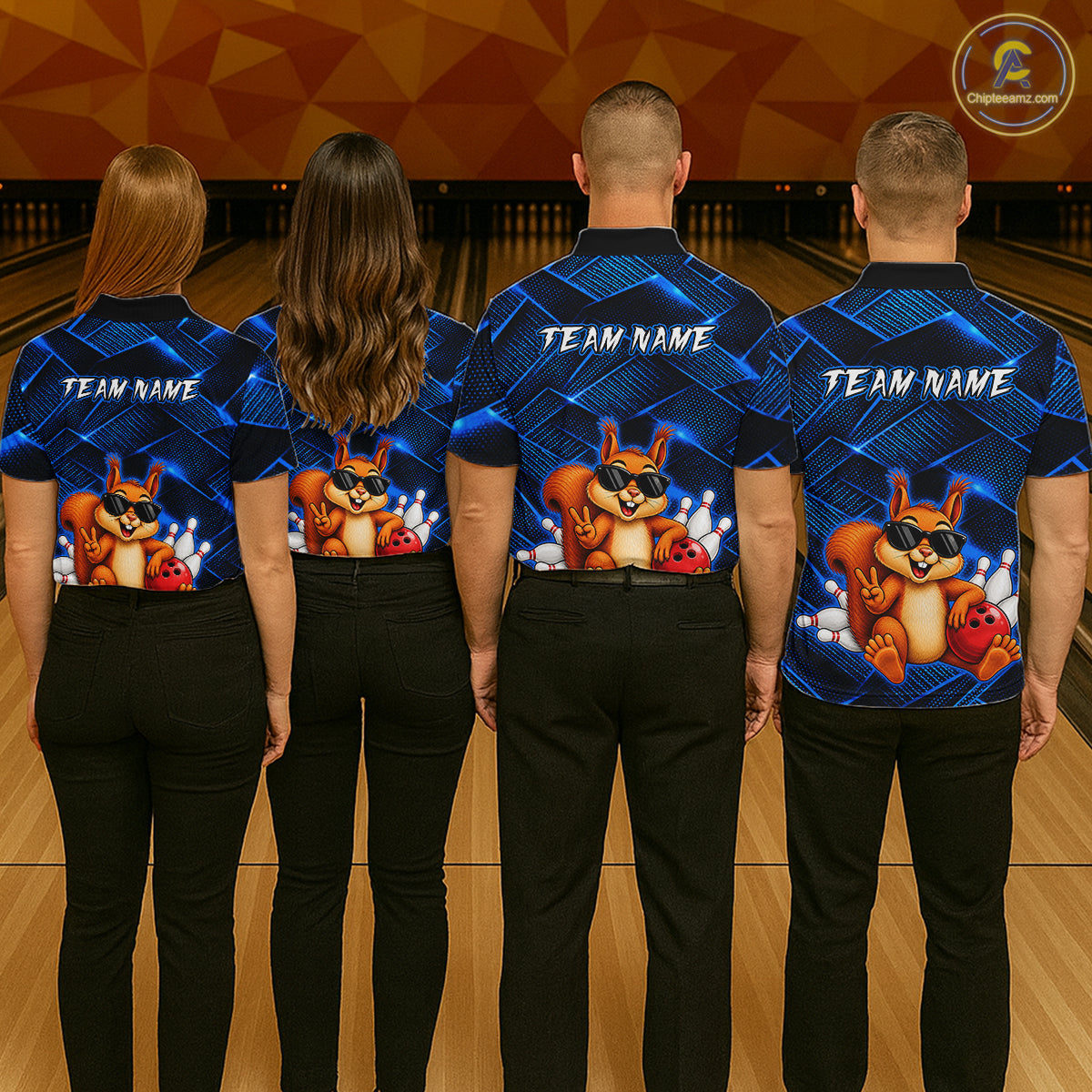 Blue Squirrel Funny Custom Bowling Jersey for Women Bowling Team Shirts Bowling League HNT304