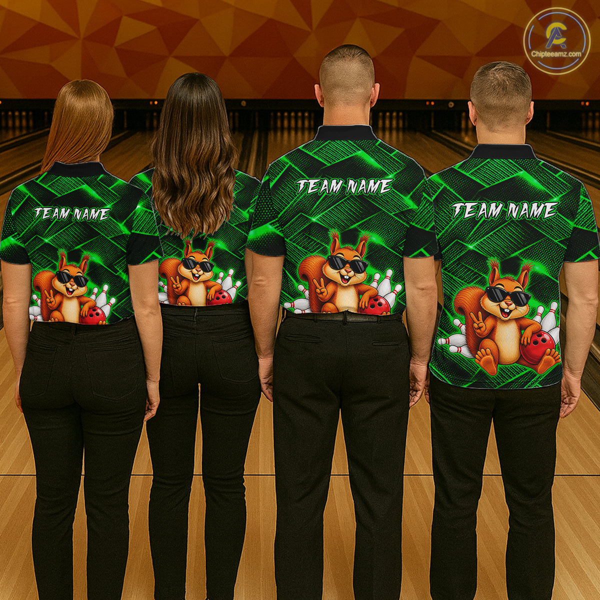 Green Squirrel Funny Custom Bowling Jersey for Women Bowling Team Shirts Bowling League HNT304