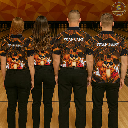 Orange Squirrel Funny Custom Bowling Jersey for Women Bowling Team Shirts Bowling League HNT304