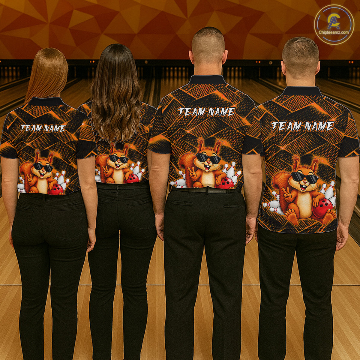 Orange Squirrel Funny Custom Bowling Jersey for Men Bowling Team Shirts Bowling League HNT304