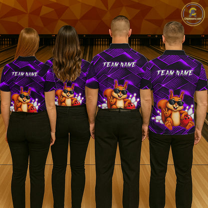 Purple Squirrel Funny Custom Bowling Jersey for Men Bowling Team Shirts Bowling League HNT304