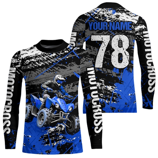 Custom Blue Off-Road Quad Bike Shirt Youth ATV Motocross Shirts Kid Men Women UPF30+ DNT78
