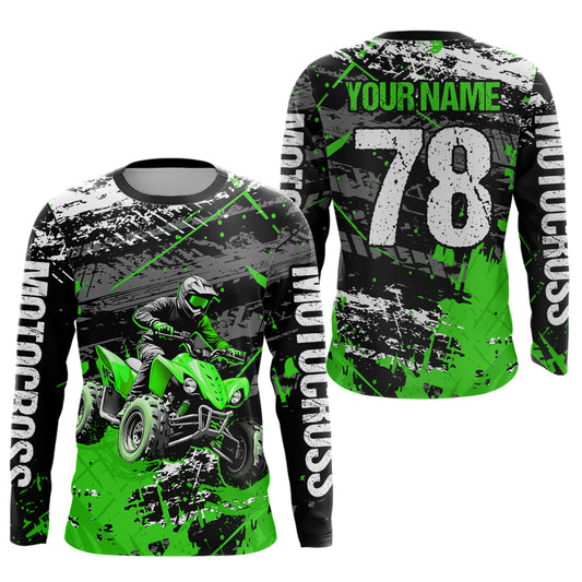 Custom Green Off-Road Quad Bike Shirt Youth ATV Motocross Shirts Kid Men Women UPF30+ DNT78