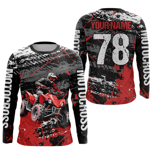 Custom Red ATV Motocross Shirts Kid Adult Motocross Off-Road Quad Bike Shirt UPF30+ DNT62