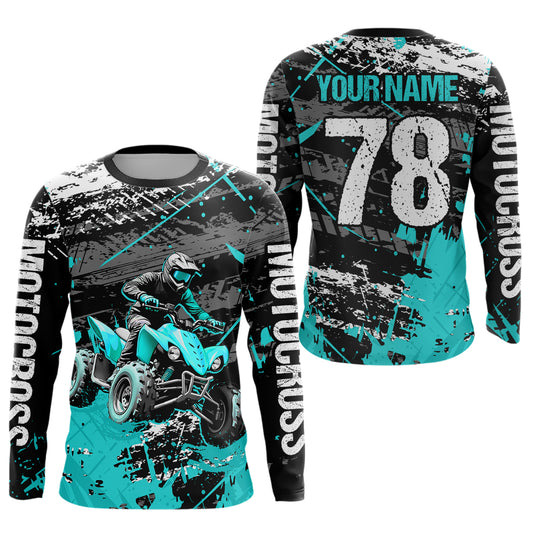 Custom Turquoise Off-Road Quad Bike Shirt Youth ATV Motocross Shirts Kid Men Women UPF30+ DNT78