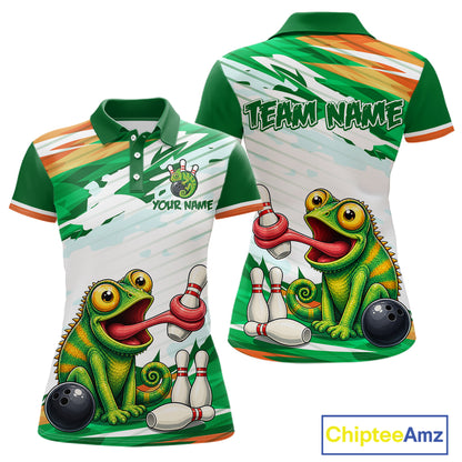 Custom Funny Chameleon Bowling Jersey for Women Bowling Team Shirts Bowling League HNT308