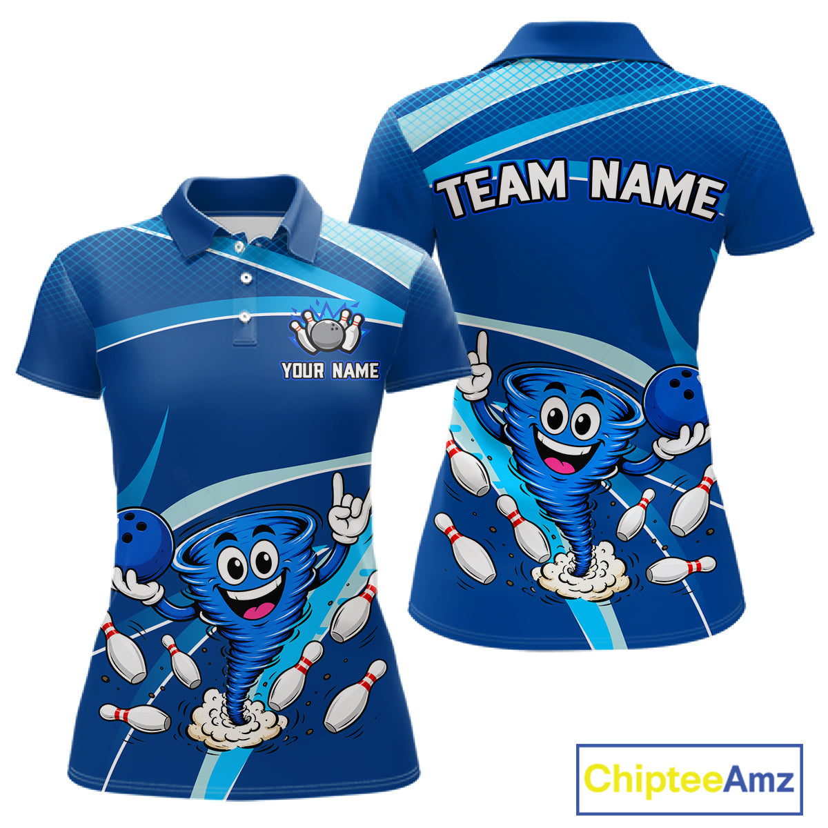 Custom Funny Tornado Bowling Jersey for Women Bowling Team Shirts Bowling League Polo & 1/4 Zip HNT488