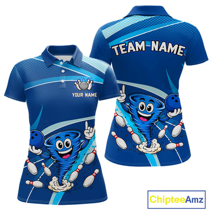 Custom Funny Tornado Bowling Jersey for Women Bowling Team Shirts Bowling League Polo & 1/4 Zip HNT488
