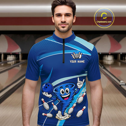 Custom Funny Tornado Bowling Jersey for Men Bowling Team Shirts Bowling League Polo & 1/4 Zip HNT488