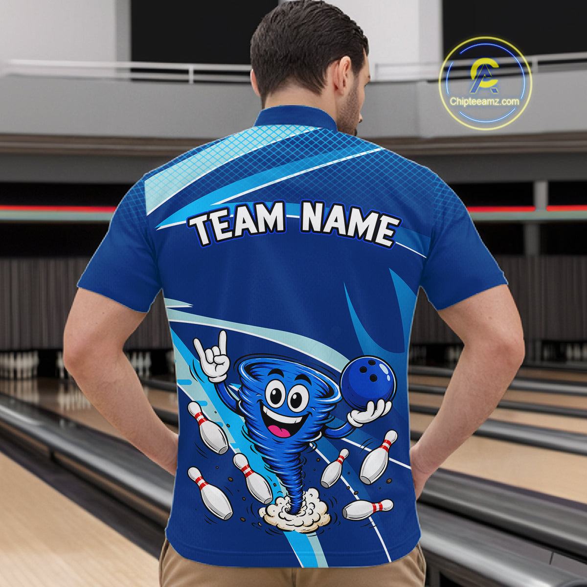 Custom Funny Tornado Bowling Jersey for Men Bowling Team Shirts Bowling League Polo & 1/4 Zip HNT488
