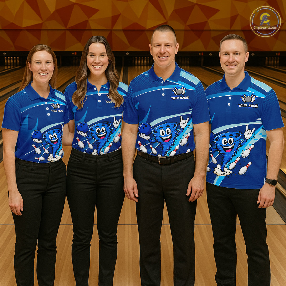 Custom Funny Tornado Bowling Jersey for Women Bowling Team Shirts Bowling League Polo & 1/4 Zip HNT488