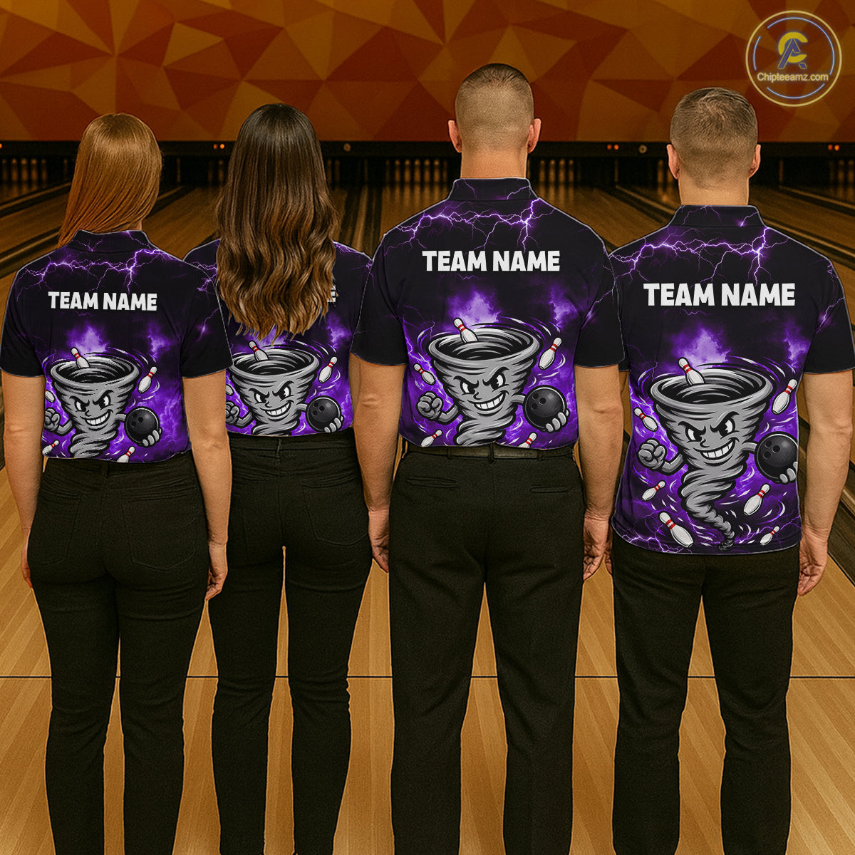 Custom Purple Thunder Lightning Tornado Bowling Jersey for Women Bowling Team Shirts Polo & 1/4 Zip HNT477