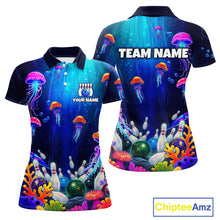 Load image into Gallery viewer, Custom Jellyfish Bowling Jersey for Women Ocean Theme Bowling Team Shirt Bowling League HNT272